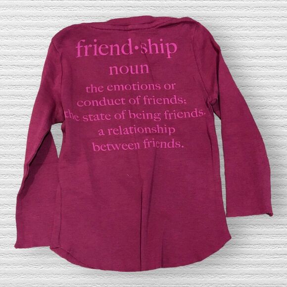 Peek - Little Peanut - Friendship LS Graphic Tee 12-18 Months Purple Maroon Pima - Picture 3 of 3